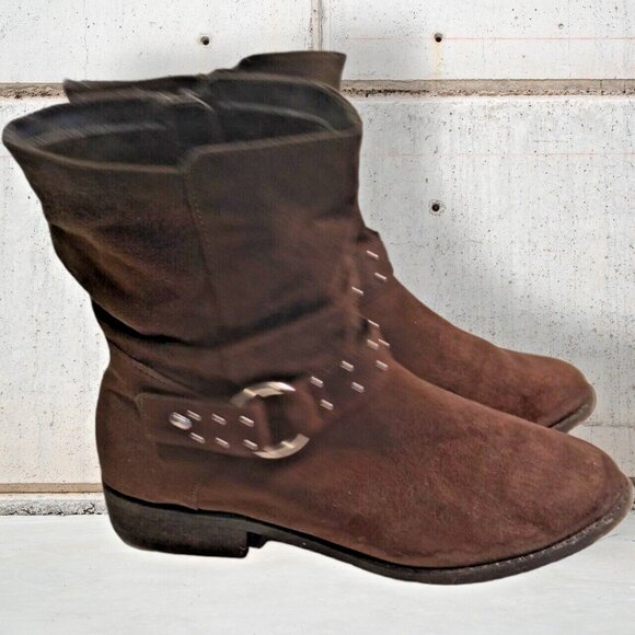 American Eagle Boots Womens Size 7 Ankle Brown Beaded Studs Faux Leather Boots - Picture 11 of 14